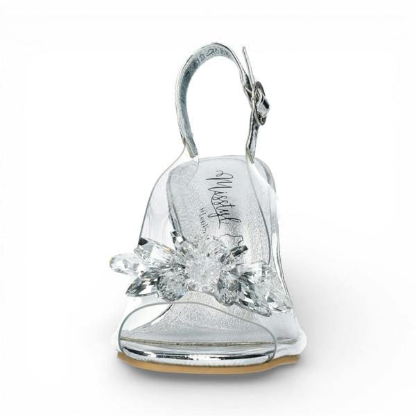 Laura Vita Women’s Mira 01 Clear Silver Slip-On Cinderella Heel Sandals
