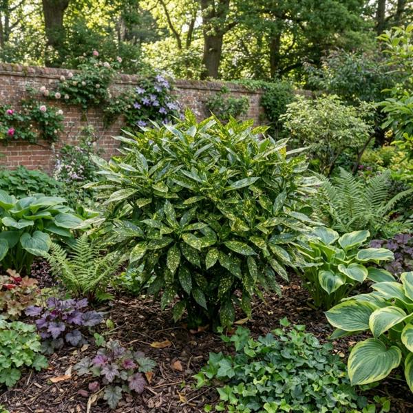 Aucuba Japonica Variegata Spotted Laurel The Rose Press Garden