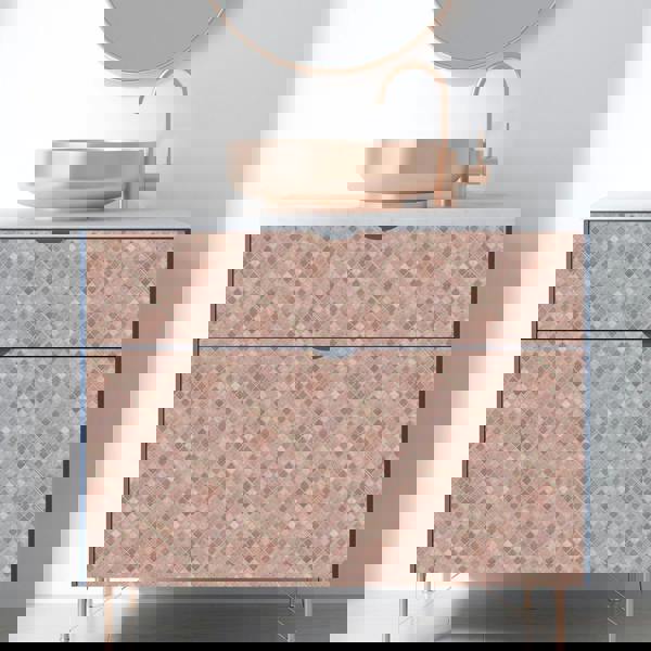 WT1590 - Vintage Pink Marble Mosaic Wall Tile Sticker Set - 15 x 15 cm (6 x 6 in) - 24 pcs