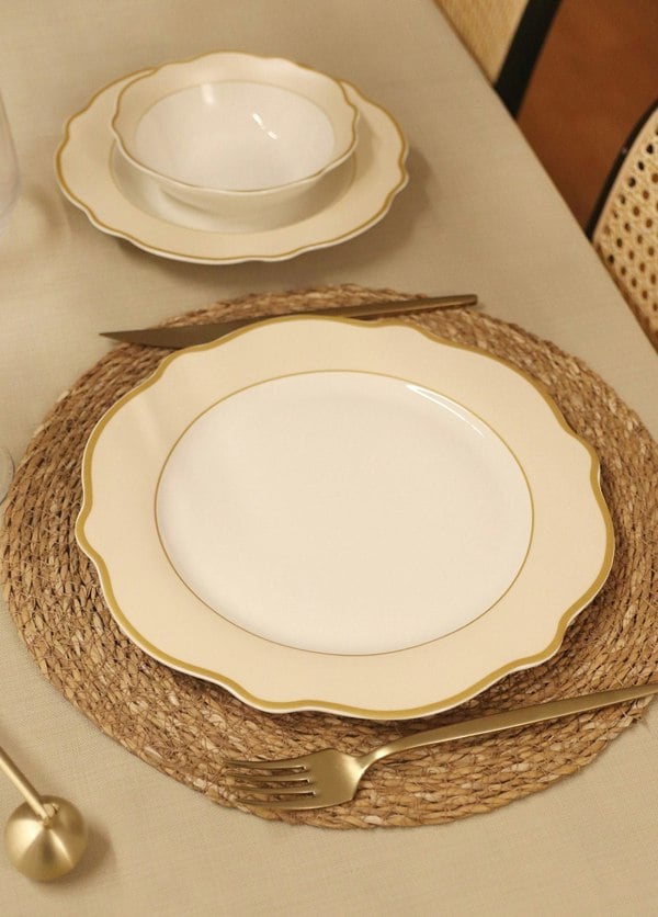 Rozi Jaswely Collection Porcelain Dinner Plates, Set of 6 (Cream)