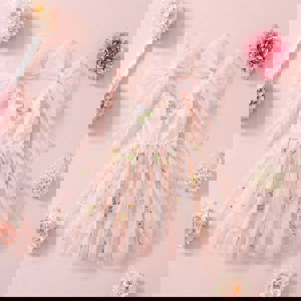 pink angel dress with bow tie shoulders