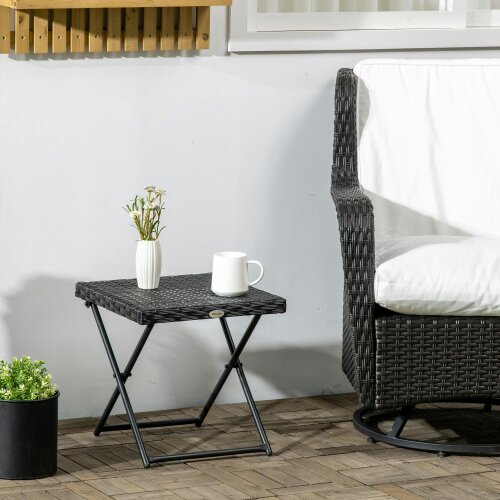 Wyld Haus Kenila Natural Rattan Square Folding Garden Bistro Side Table