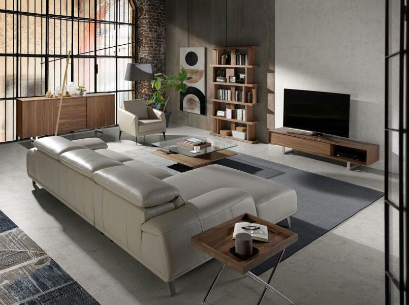 Angel Cerdá Corner sofa in taupe grey leather 6149/6150