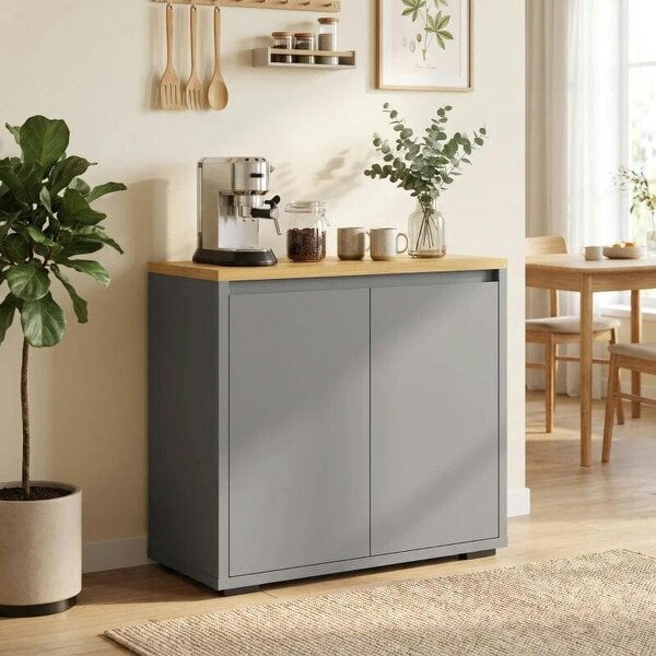 Kitchen Sideboard, Storage Cabinet with Double Doors and Adjustable Shelf for Living Room, Entryway, Grey