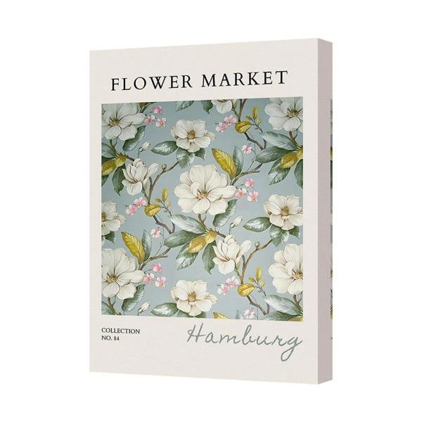 Benjamin Tate Design Flower Market Hamburg Canvas Art Print With Deep Wooden Frame