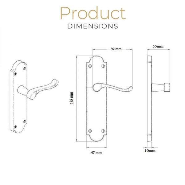 EDH Door Hardware Victorian Black Nickel Ashford Interior Door Handles BATH, LOCK & LATCH Scroll.