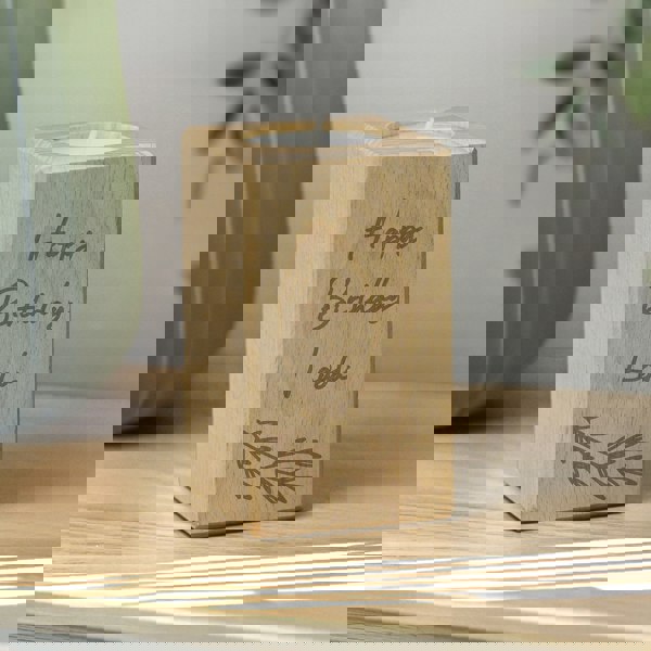 Personalised Memento Company Personalised Botanical Wooden Tealight Holder