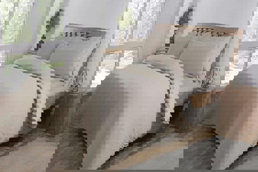 Smart Living Jersey Melange Polycotton Fitted Bedsheet or Pillowcase - BEIGE