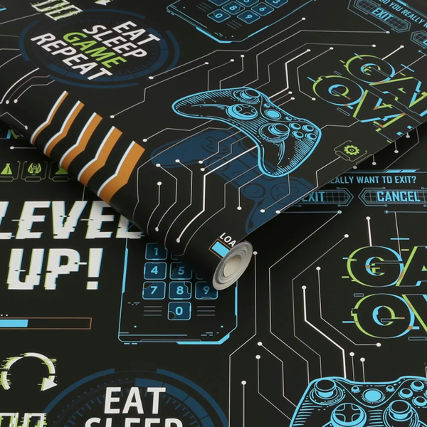 Fresco Game Over Gaming Wallpaper - Black - 10m