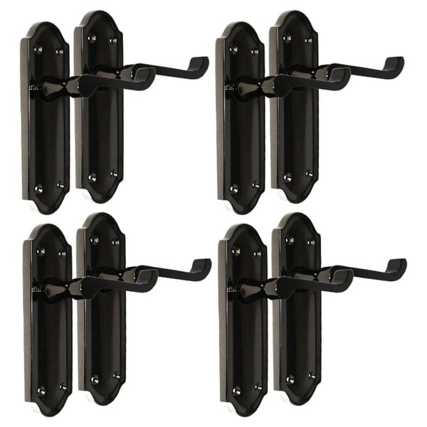EDH Door Hardware Black Nickel Internal Door Handles Ashford Style Lever Latch – Epsom Pair Set x4