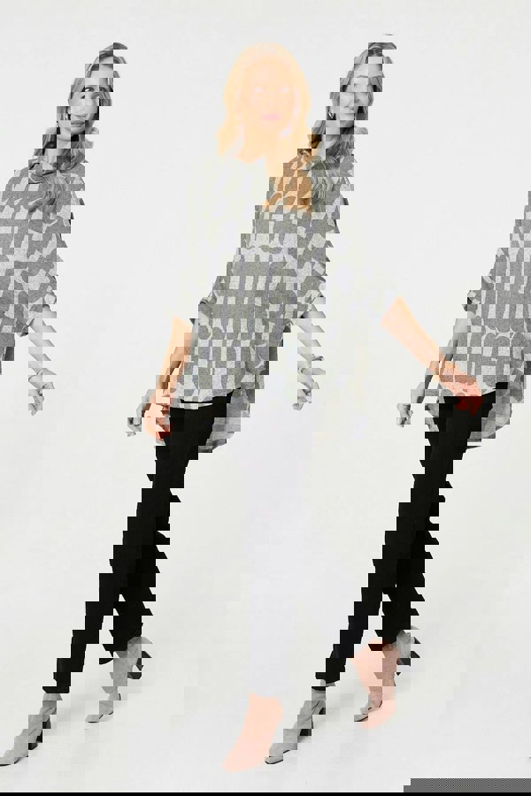 Green | Geo Print Roll Neck Oversized Top
