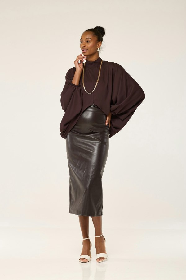 Lioness by TF The Brown Satin Tunic