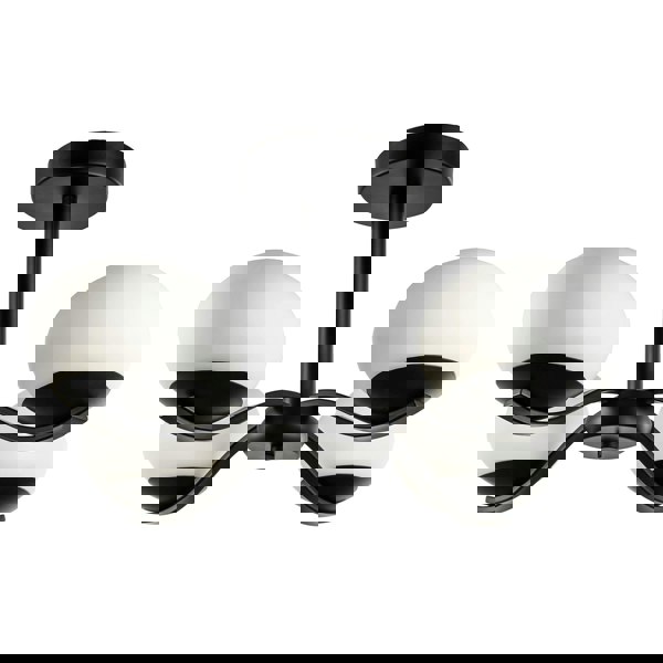 Modern Matte Black Ceiling Light with Four Opal Oval Glass Shades Image 4