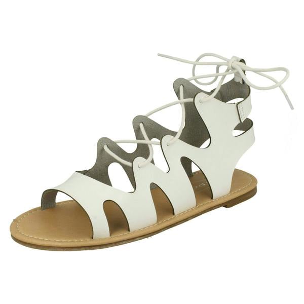 Spot On Ladies Spot On Lace Up Leg Flat Gladiator Sandals