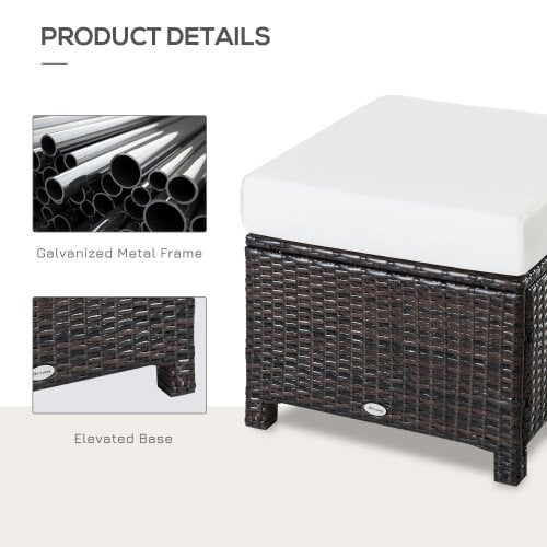 Wyld Haus Molo Rattan Brown Square Outdoor Footstool With Padded Cushion