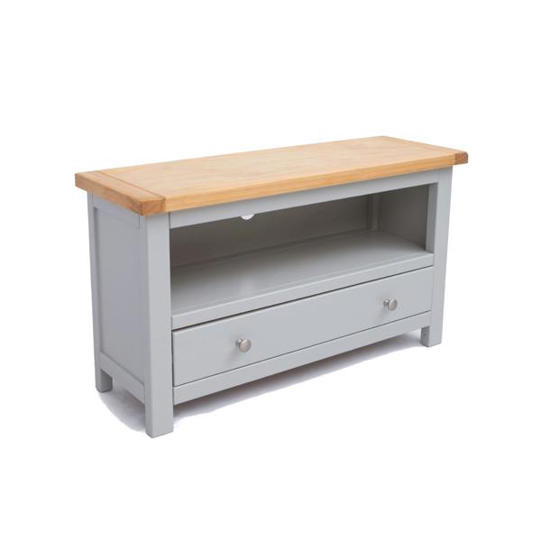 Cabinet Bits Argenta Light Grey 1 Drawer TV Cabinet Chrome Knob