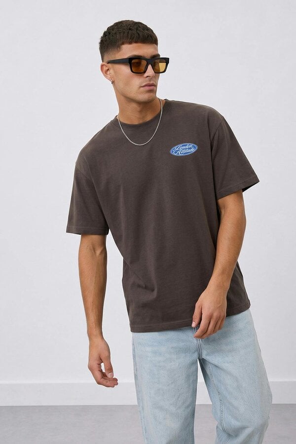 London Attitude Oversized  Vintage Motorsport Back Print T-Shirt