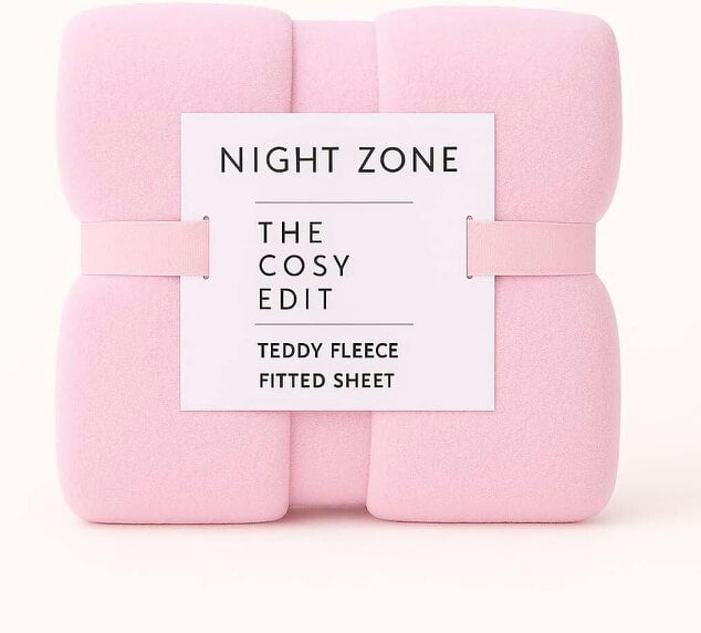 Night Zone Teddy Fleece Fitted Sheet 30cm Deep – Extra Deep Warm Teddy Bear Bedding - Pink