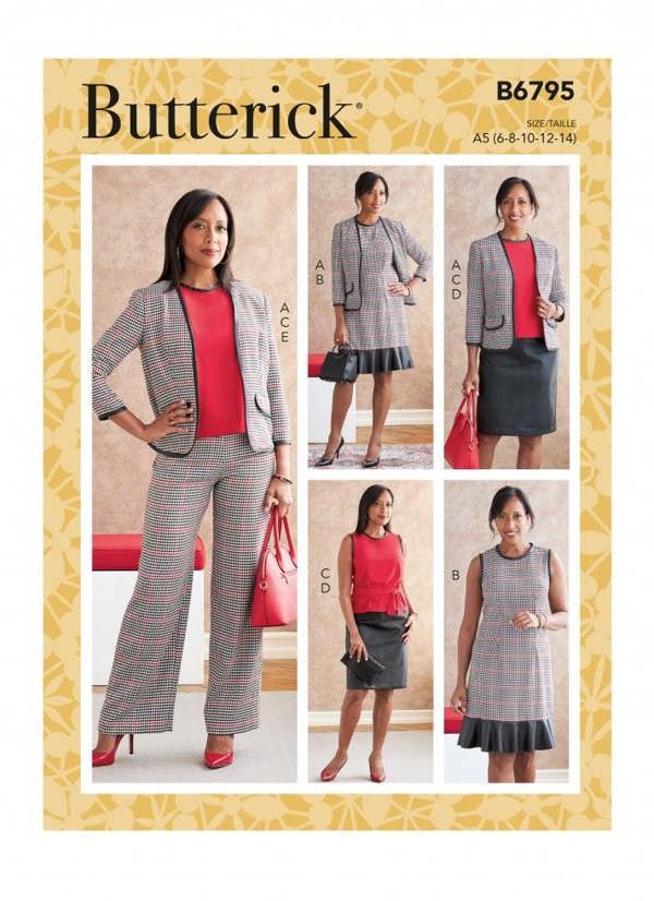 Butterick Sewing Pattern 6795, Jackets, Dresses, Tops, Skirts, Trousers, Suits for Women, A5 (6-8-10-12-14) - Intermediate