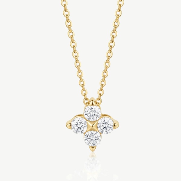 Muchv Moissanite Flower Necklace in 18k Gold or Silver