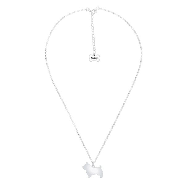 Norwich Terrier Silhouette Silver Necklace - Personalised - MYLEE London