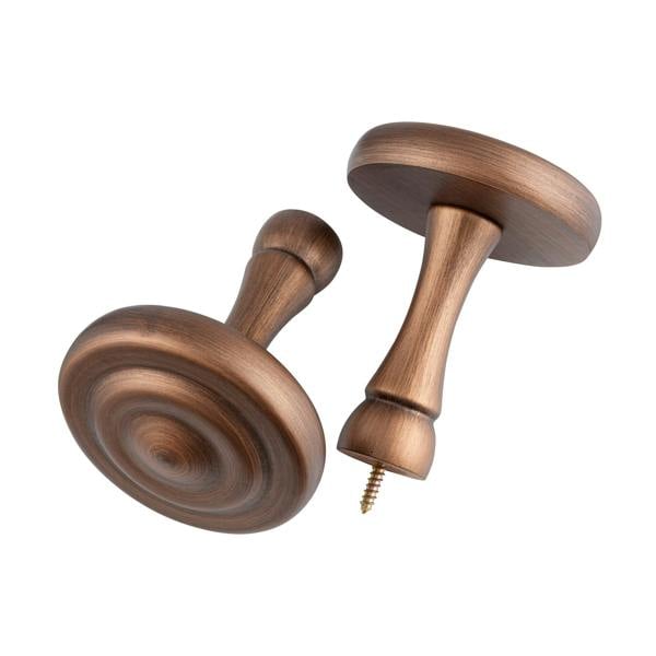 A.Unique Home Ribbed Wooden Curtain Pole with Rings and Fittings, In a Variety of Colours and Sizes (35mm) (Holdbacks, Walnut)