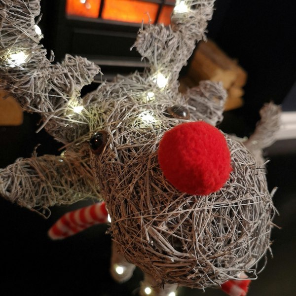 Samuel Alexander 51cm Battery Operated Rattan Woven Blitzen Reindeer with Warm White LEDs