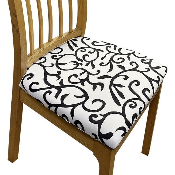 Anyseat Chair Cover White Vines Print Stretch Seat Cover for Home Dinning Kitchen Washable Removable