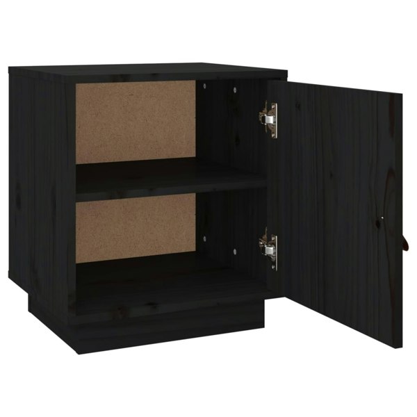 Berkfield Bedside Cabinet Black 40x34x45 cm Solid Wood Pine
