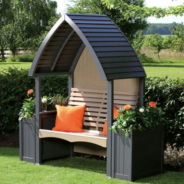 AFK Wooden Garden Arbour 'Cottage' In Charcoal and Nutmeg