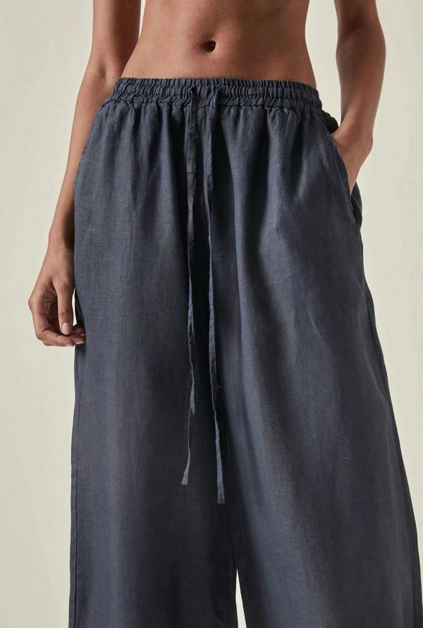 James Lakeland Navy Pure Linen Trousers