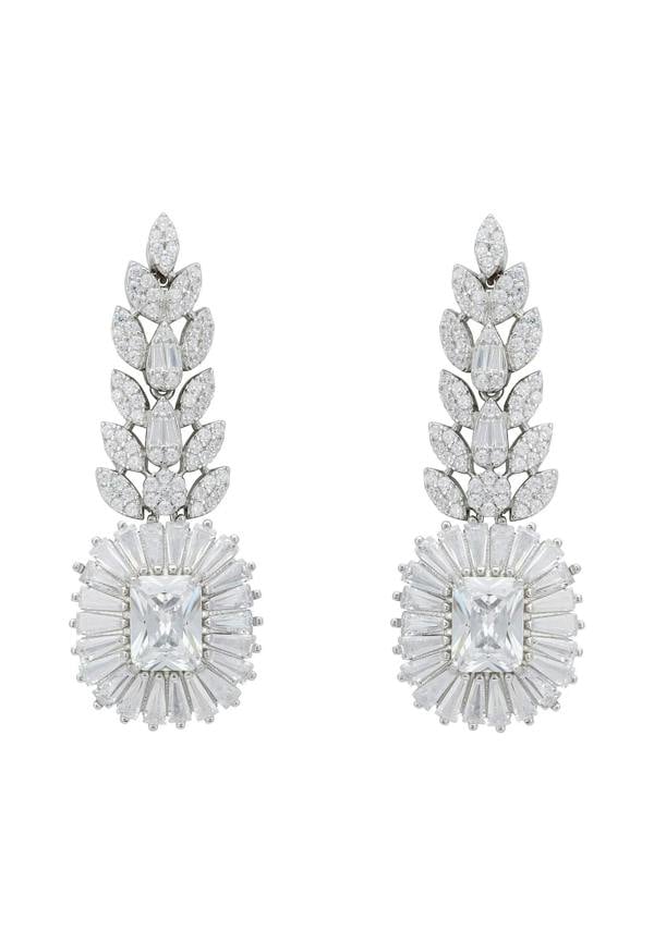 Floral diamond drop earrings.
