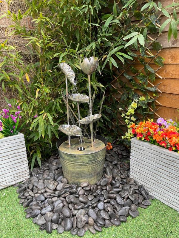 Tranquillity Water Features Zinc Flower Modern Metal Water Feature