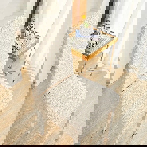 Anyseat Chair Cover Beige Series Leaf Lines Design with Elastic Material for Dining Room Kitchen Wedding Hotel Banquet Restaurant