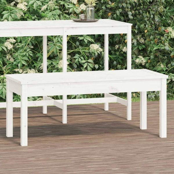 Berkfield Garden Bench White 109x44x45 cm Solid Wood Pine
