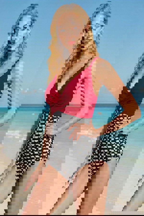 Modishion V-Neck One-Piece Swimsuit