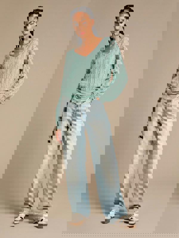 GWD Arla-Bailey Duck Egg Wool Knit Top