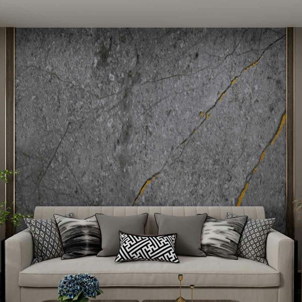 Britwall High-Gloss PET Charcoal Panel with Gilded Gray Marble Design Size:1220 x 2440 x 8 mm (Pack of 2)