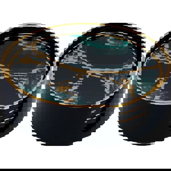 Maison des Cadeaux Round Agate Theme Tray and Drink Coasters Set