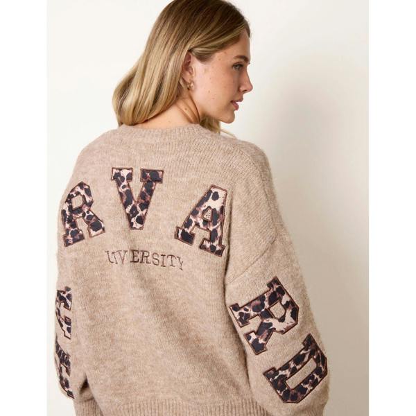 Blue Vanilla Initial Leopard Embroidered Jumper