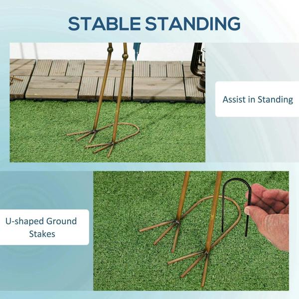Steel crane ornament stands with U-shaped ground stakes for stable standing