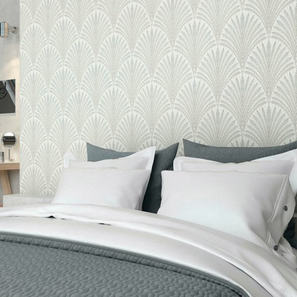 Hoopla Walls Leaf Fan - Grey 10m Wallpaper