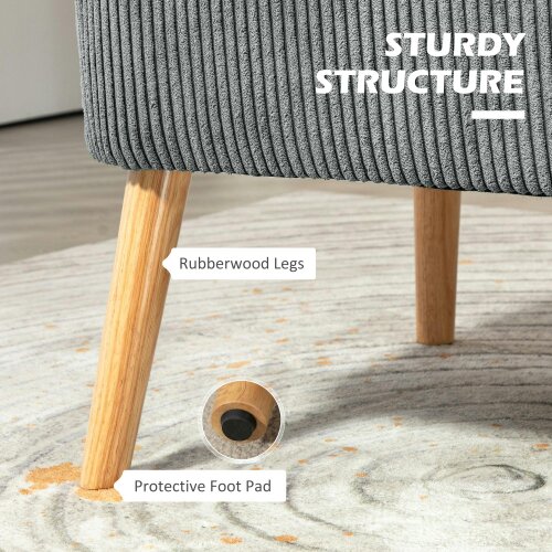 Wyld Haus Dinovi Grey Corduroy 2 Seater Sofa Natural Wooden Legs