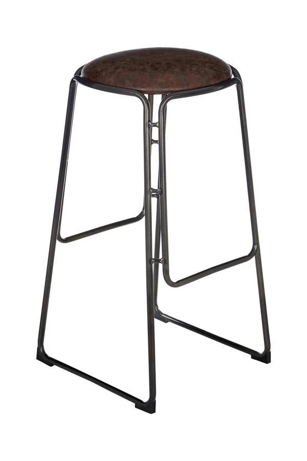 Interiors by Premier Dalston Mocha Bar Stool With Gunmetal Legs