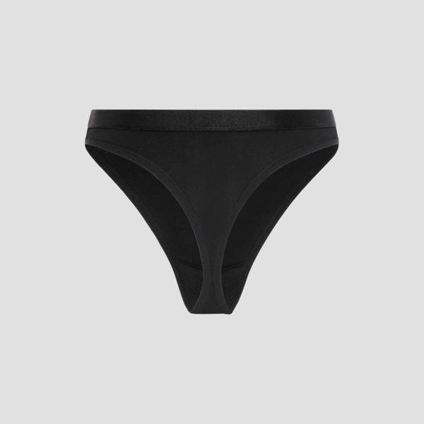 ELLE 3 Pack Super Soft Cotton Heritage Patch Thongsin in Black