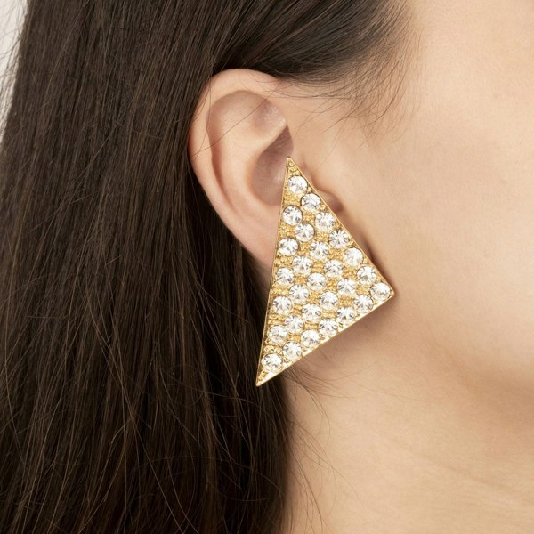 Gold Trip Vintage Jewel Triangle Clip On Earrings