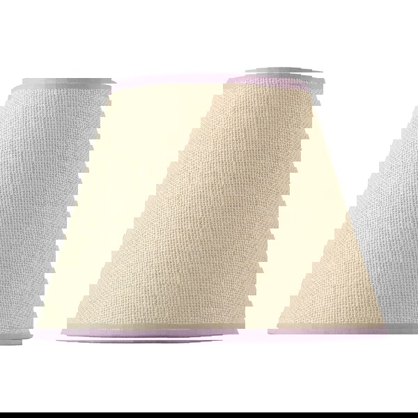 Traditional Rattan Tweed Lamp Shade with Lilac Cotton Fabric Trims Image 5