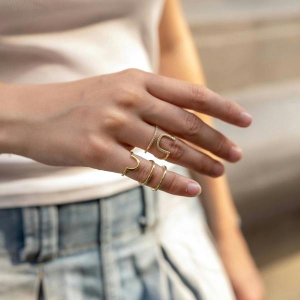 Spero London Sterling Silver Multi-Row Pinky Ring