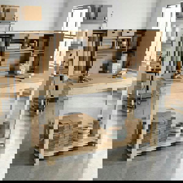 Arbor Garden Solutions Wooden MDF top workbench with cupboard back panel and base shelf