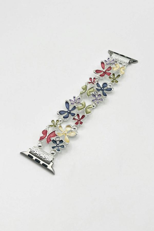 SVNX Apple Watch Strap with Flowers in Silver